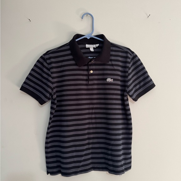 💙La Coste💙Black and Gray Striped Polo Shirt - Picture 1 of 10